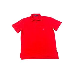 Polo by Ralph Lauren Mens Custom Fit Polo Shirt Size Medium Red w Blue pony Logo